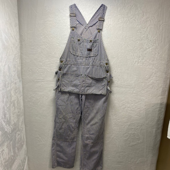 Big Smith Other - VTG 50s Big Smith Denim Striped Railroad Overalls‎ Carpenter Bib Union Made USA